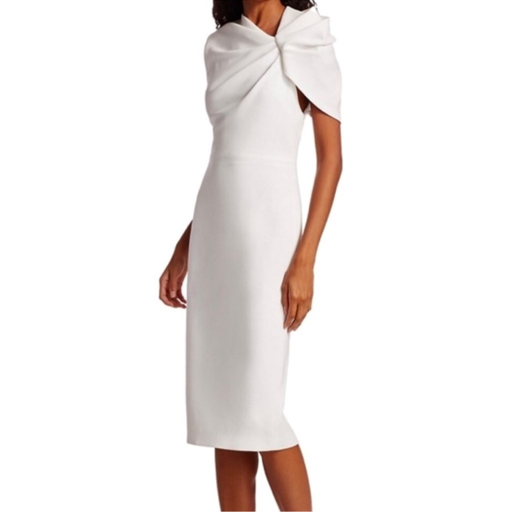 NWT ALICE + OLIVIA Kiro Ruffle-Shoulder Midi Dress